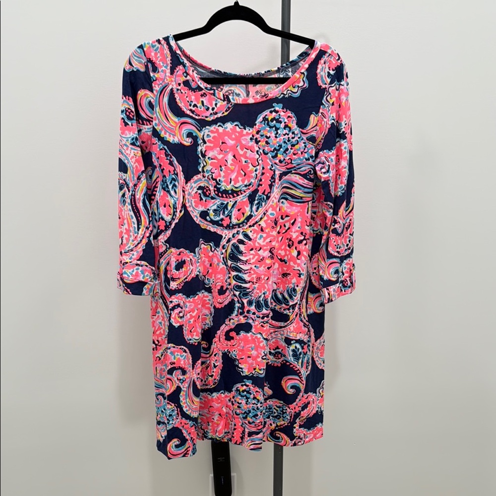 Lilly Pulitzer Vibrant Pink and Navy Floral Top